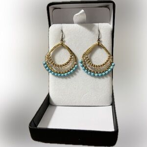 Gold & Turquoise Dangle Earrings